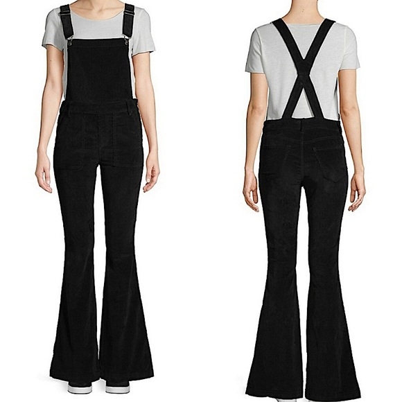 Design Lab Lord & Taylor Pants - DESIGN LAB LORD & TAYLOR Corduroy Flare Overalls Black Size L